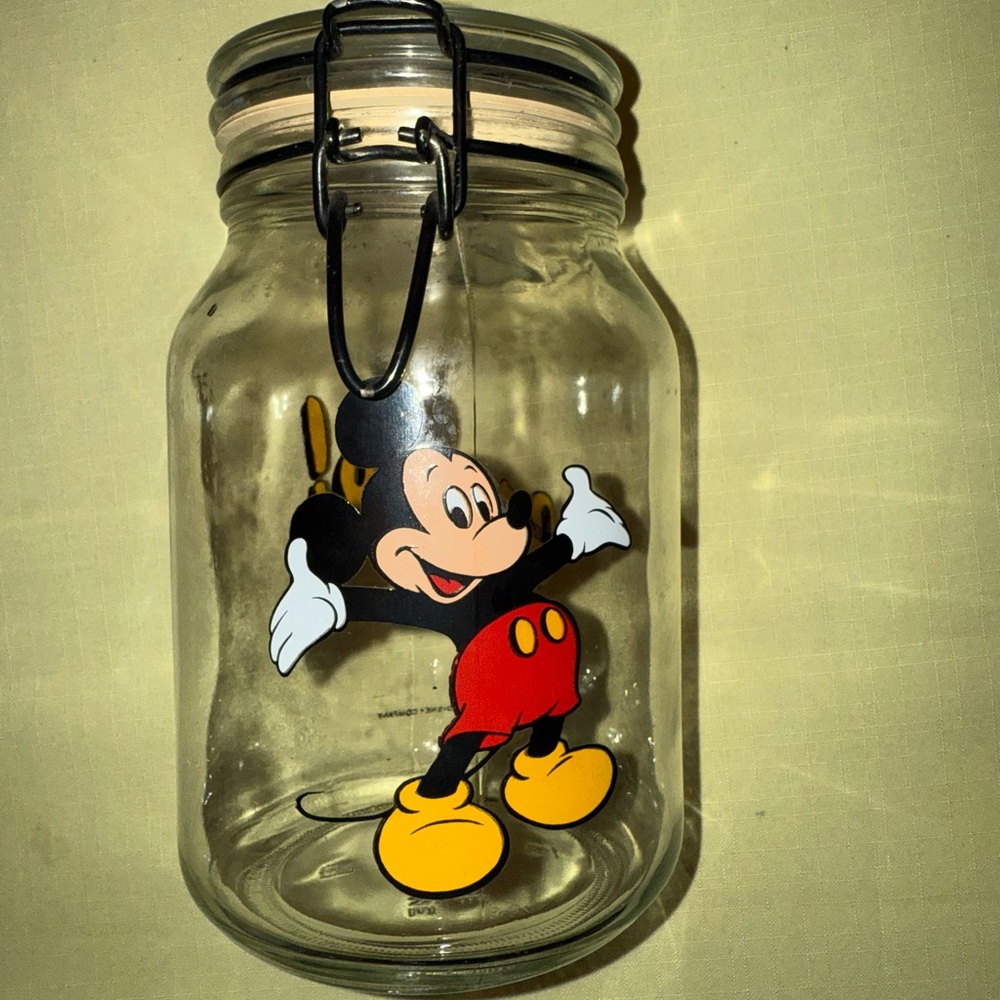 Disney Mickey Mouse Glass vintage cookie jar.